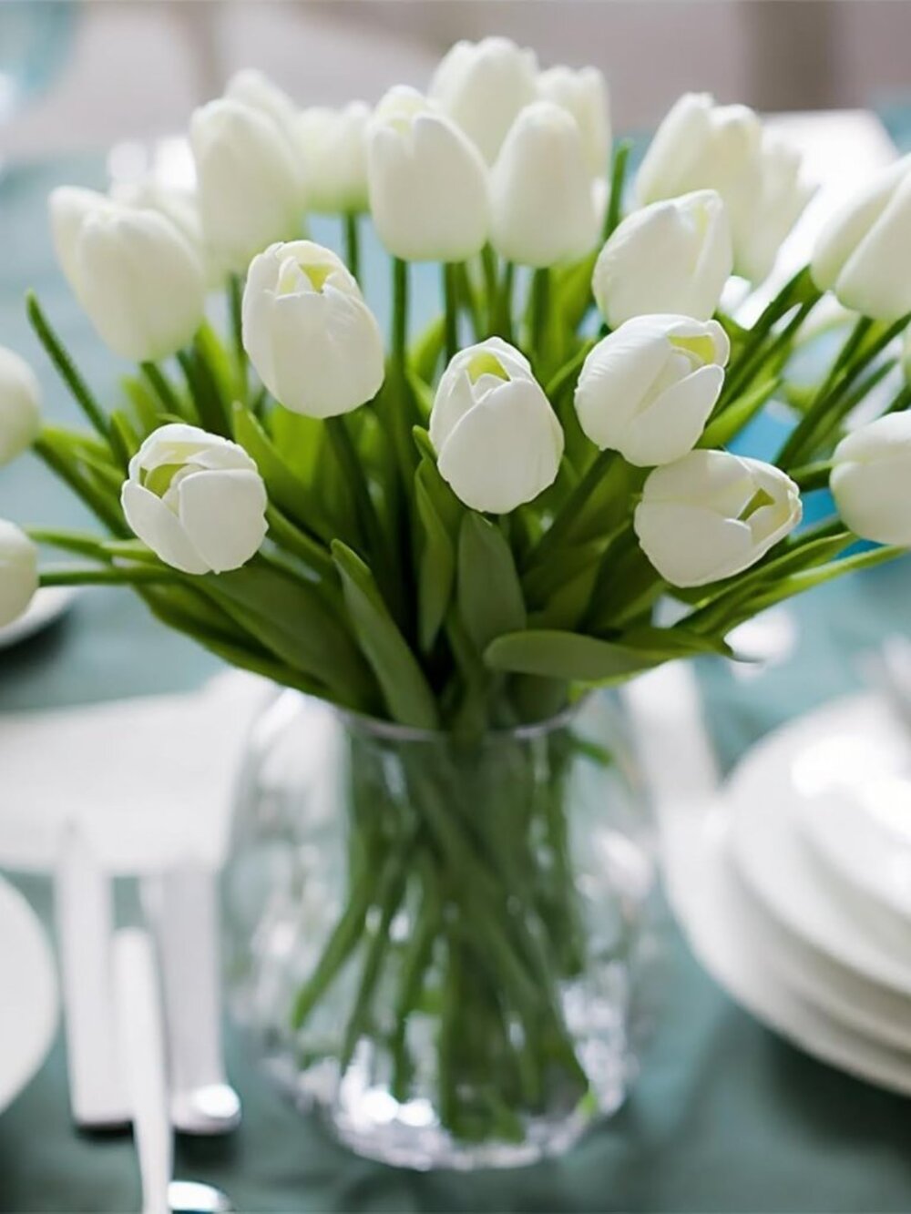 30pcs Real Touch Tulips PU Artificial Flowers, Fake Tulips Flowers for Arrangeme